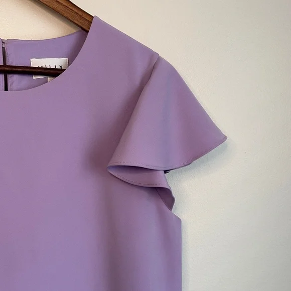 Milly Lavender Purple Flutter Sleeve Dress with Pockets - Picture 3 of 8